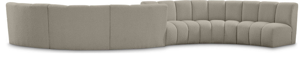 Infinity Boucle Fabric Upholstered 6-Piece S-Shaped Modular Sectional, Brown