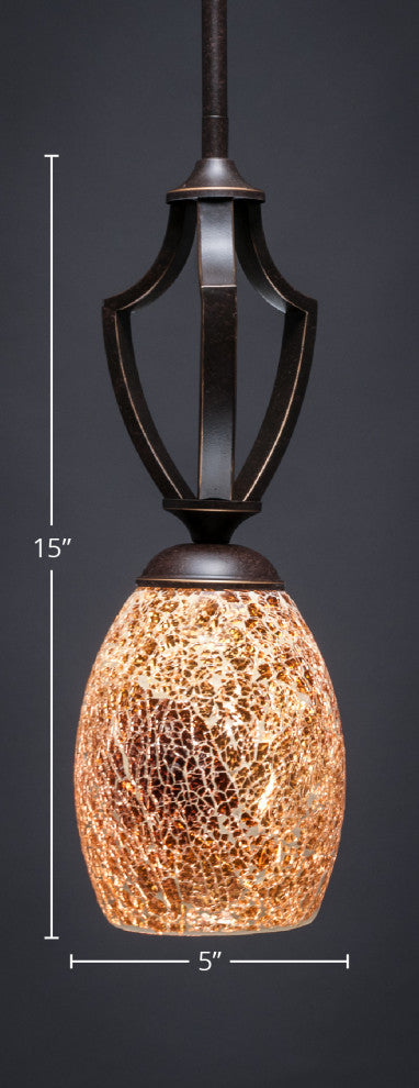 Zilo 1 Light Mini Pendant, 5" Gold Fusion Glass