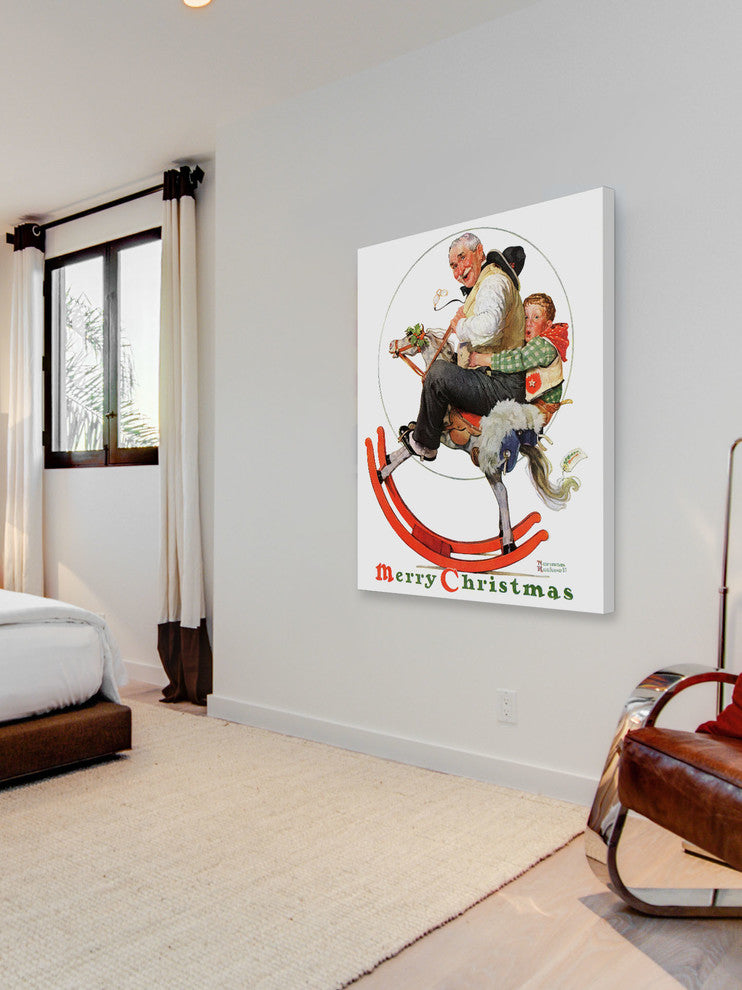 "Gramps on Rocking Horse" Print on Canvas by Norman Rockwell