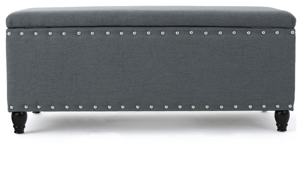 GDF Studio Evvy Fabric Storage Ottoman, Oxford Gray