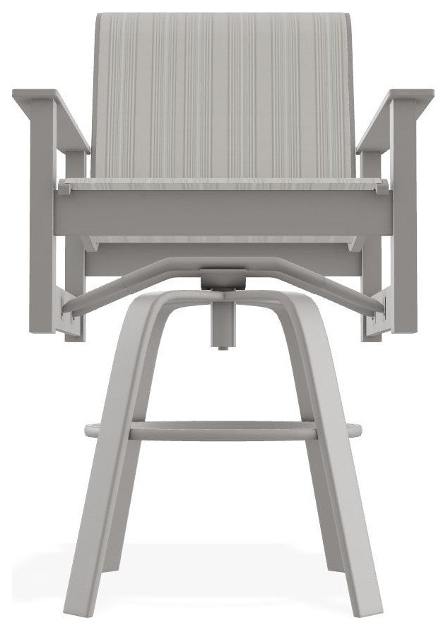 Leeward Sling Bar Height Outdoor Swivel Armchair, Harbor/Warm Gray