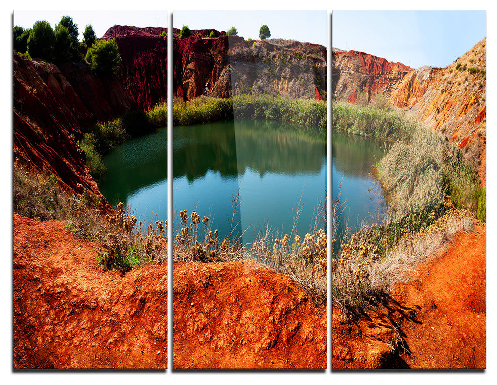 "Bauxite Mine With Lake" Photo Metal Wall Art, 3 Panels, 36"x28"