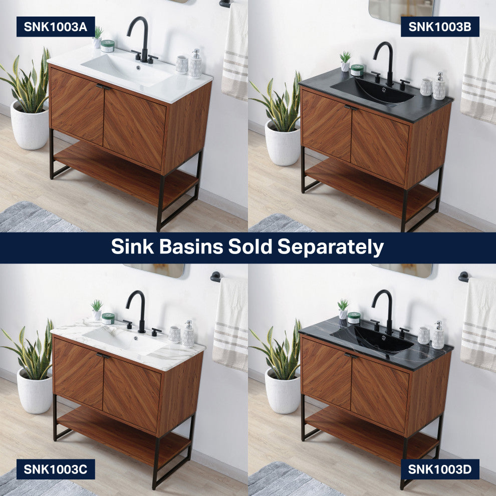Juhl Chevron-Front 2-Shelf Bath Vanity Cabinet Only, Sink Basin Not Included