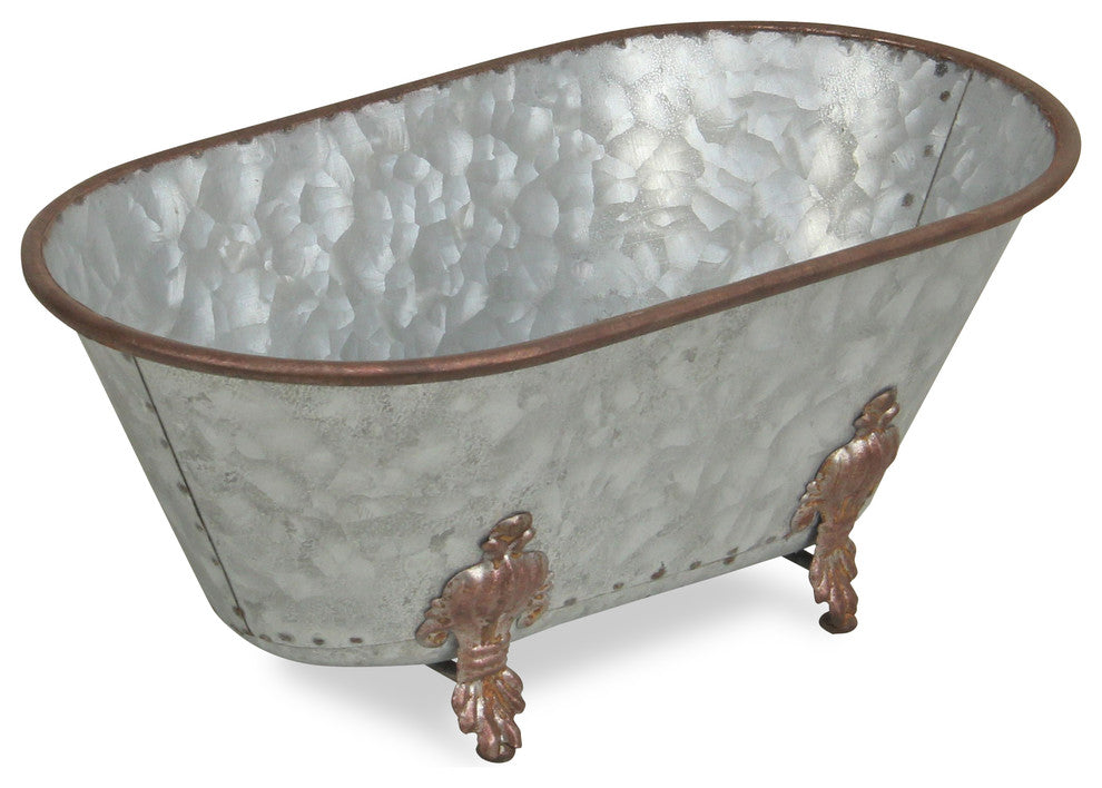 Lavande Metal Fleur-de-Lis Tub Decor - Large - Galvanized