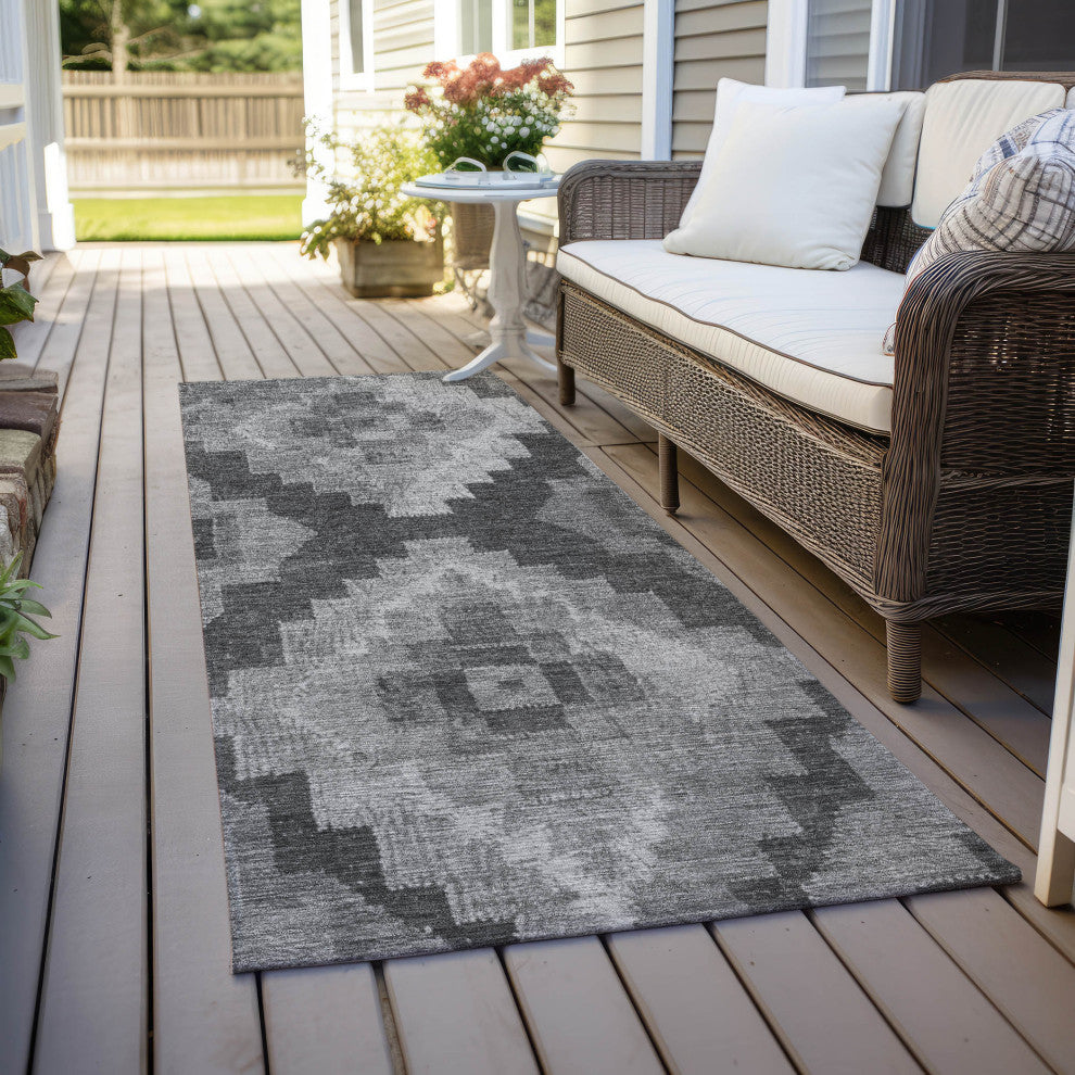 Machine Washable Indoor/Outdoor Chantille ACN1894 Gray 2'3" x 7'6" Runner Rug