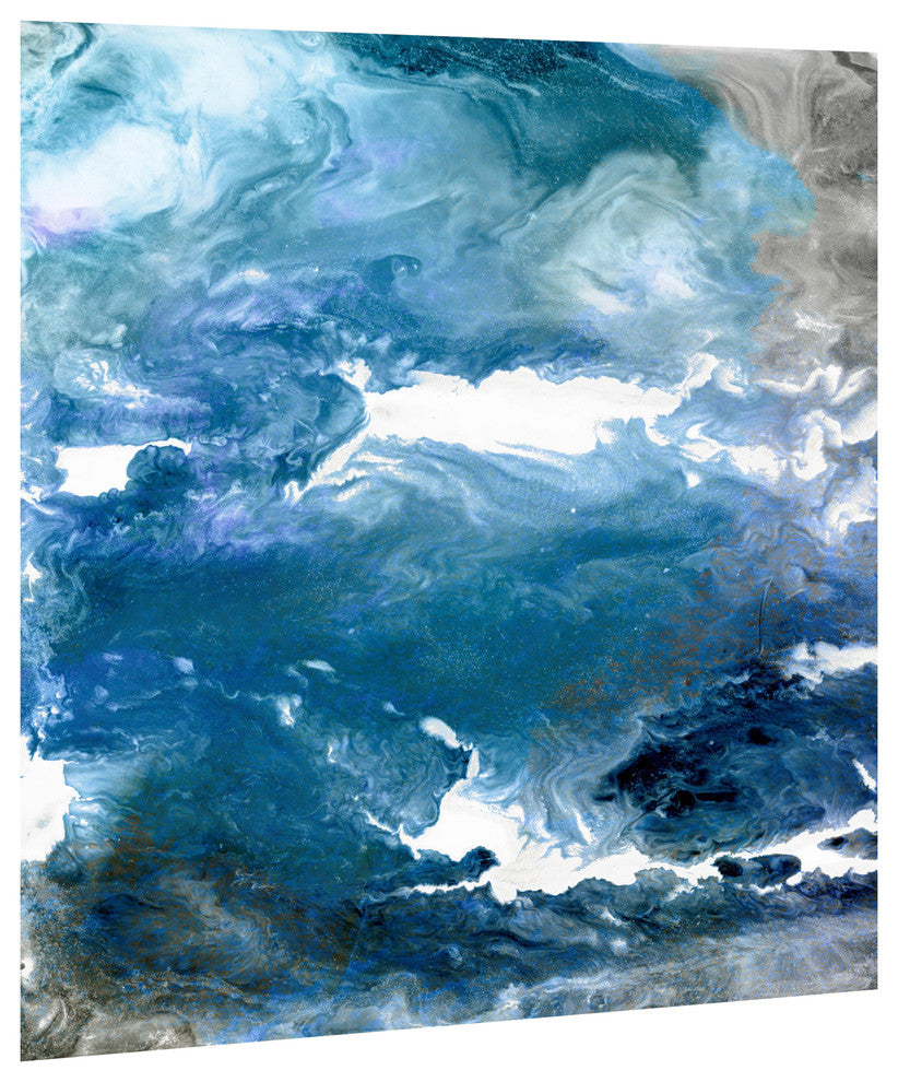 "Glistening Tide A" Abstract Wall Art Frameless Free Floating Tempered Art Glass