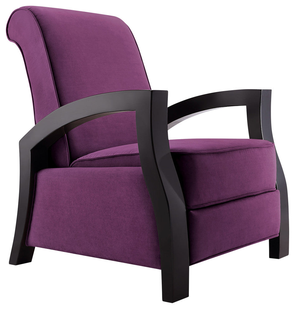 Artiva USA Wood Java Black Premium Microvelvet Recliner, Purple
