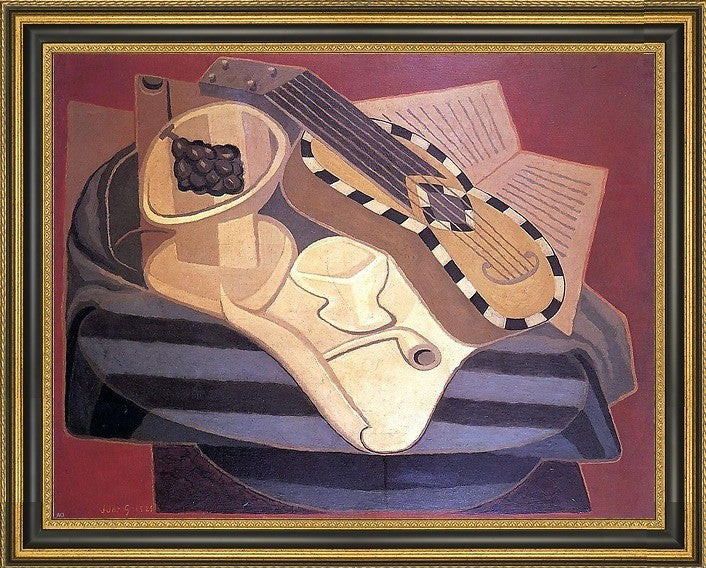 Juan Gris The Guitar with Inlay - 18" x 24" Framed Premium Canvas Print