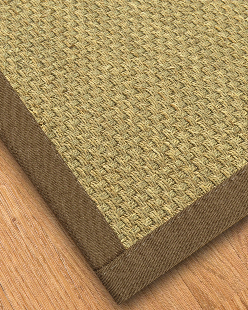 Marina Natural Seagrass Runner Rug, Fossil Binding, 2.5'x8'