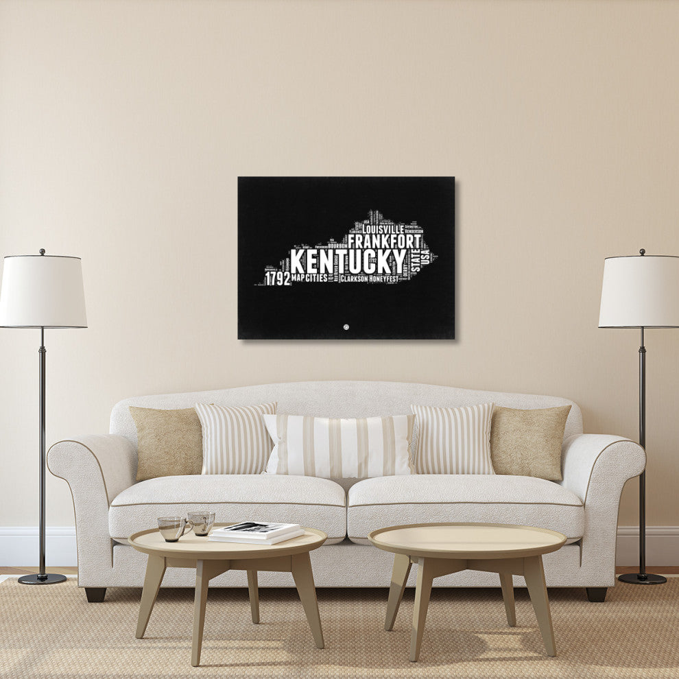 "Kentucky Black and White Map" Fine Art Print
