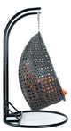 2 Person Charcoal Wicker Double Hanging Egg Swing Chair, Orange