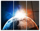 "Planet With Sunrise in Space" Metal Wall Art, 3 Panels, 36"x28"