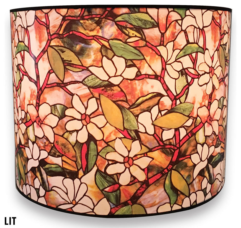 Stained Glass Design Hardback Lamp Shade, Magnolia Stained Glass Design