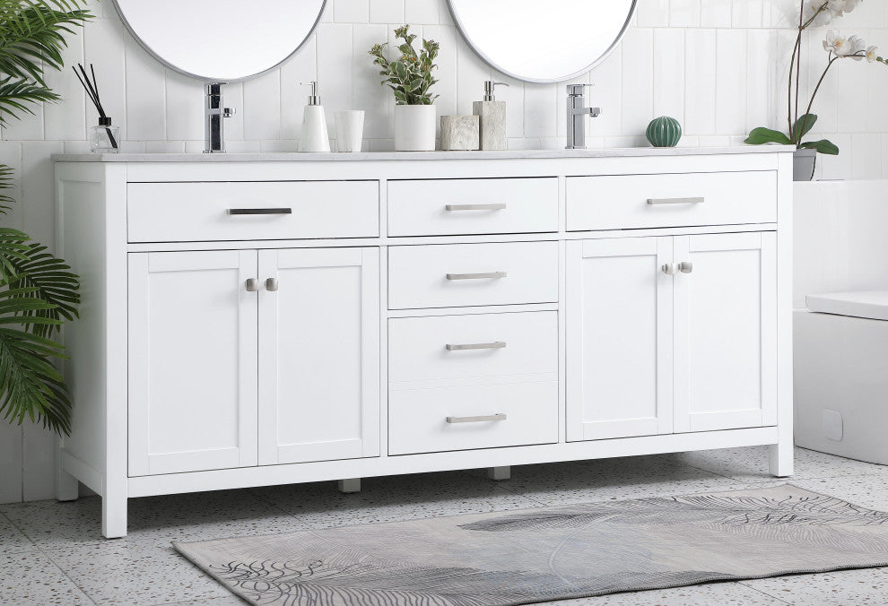 72" Double Bathroom Vanity, White