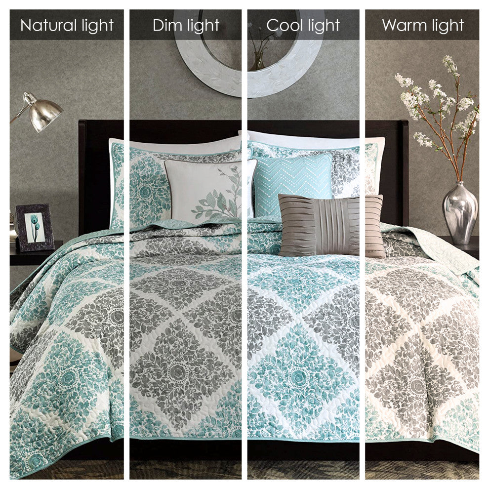 Madison Park Printed Quilted 6-Piece Coverlet Set, Full/Queen