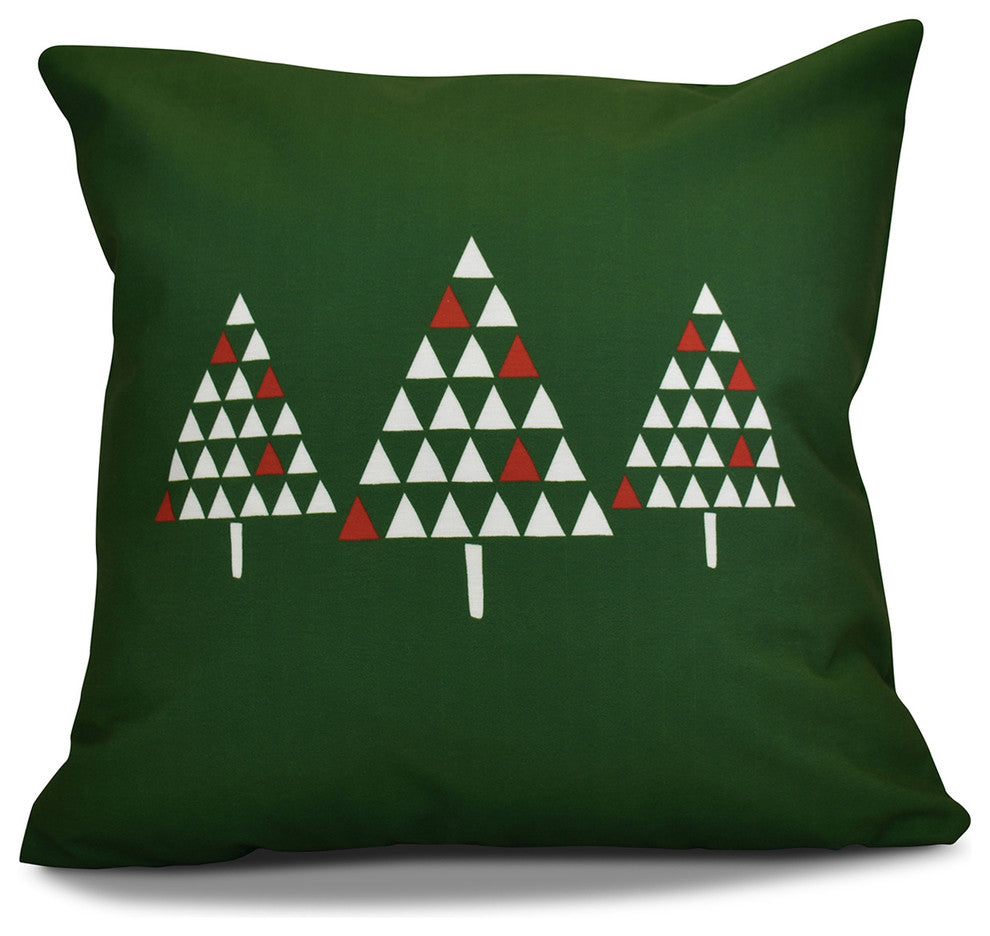 Decorative Holiday Outdoor Pillow Geometric Print, Green, 20"x20"