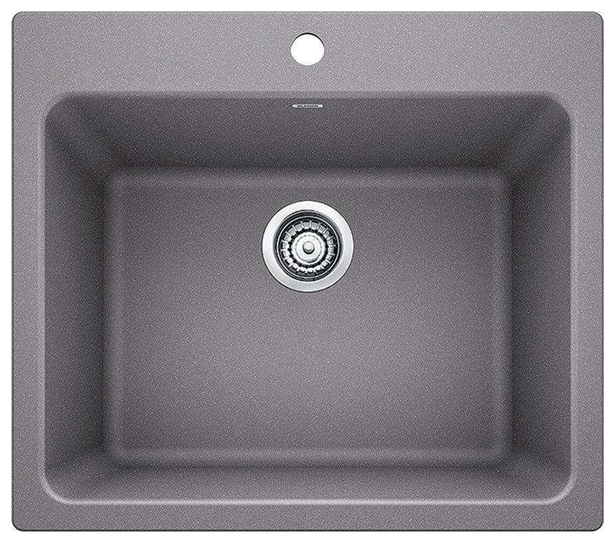 25"x22"x12" Blanco Liven Silgranit Laundry Sink, Metallic Gray