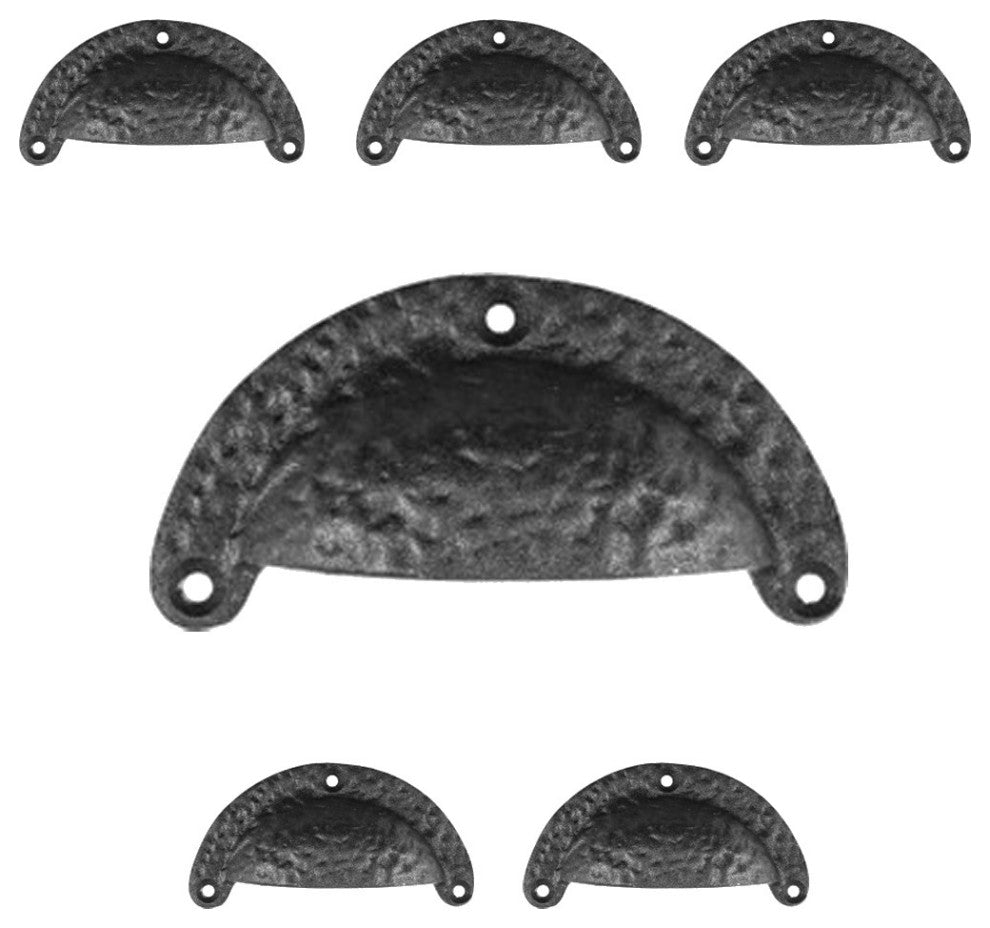 Cup Bin Pull Cabinet or Drawer Black Iron  3 1/2 W Pack of 6