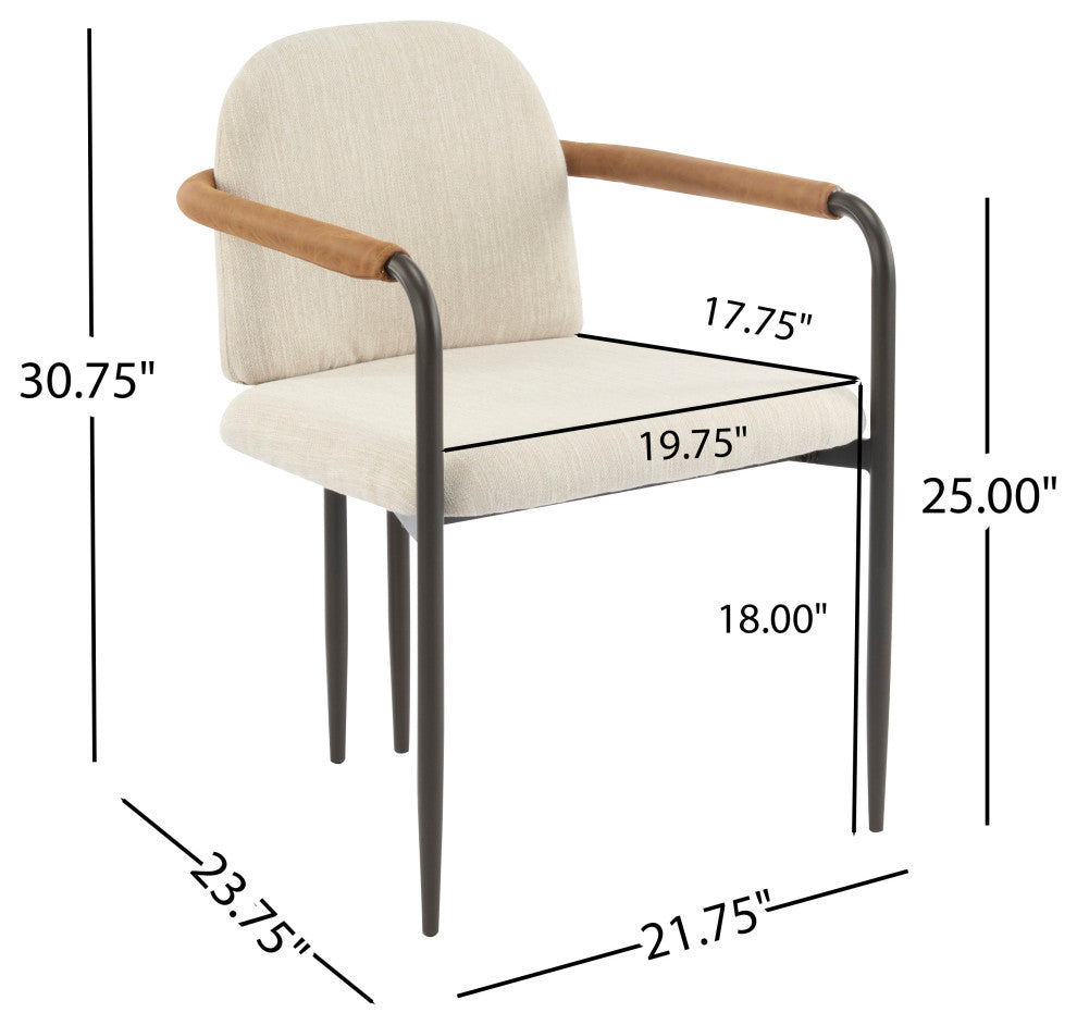 GDF Studio Modern Dining Chair With Iron Frame, Set of 2, Espresso/Beige