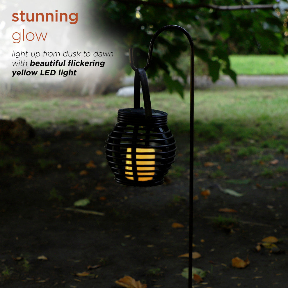 Solar LED Lantern With Shepherd's Hook Metal Stake