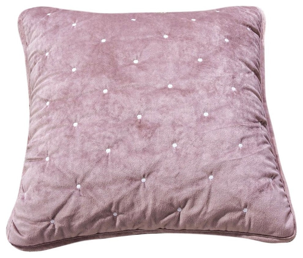 Mauve Velvet Diamond Tuft Bedspread Quilt Set, 18 X 18