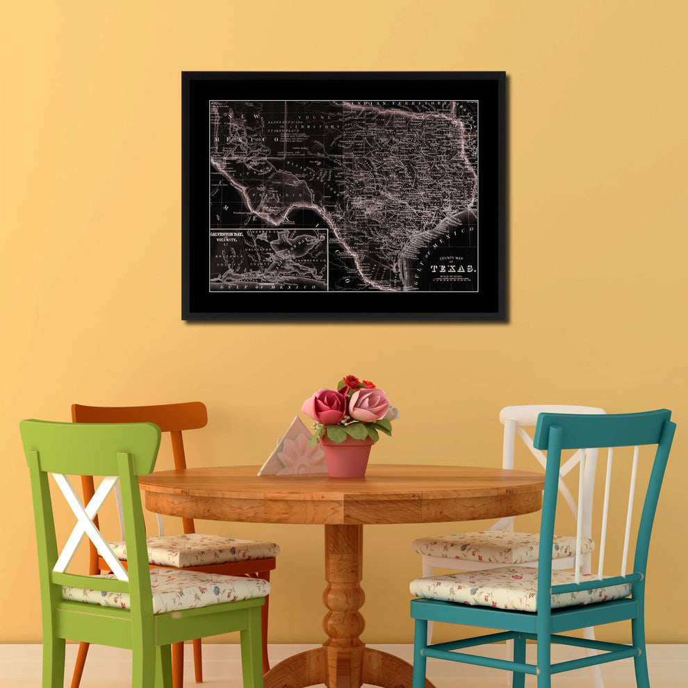 Texas Vintage Vivid Sepia Map Canvas, 28"x37"