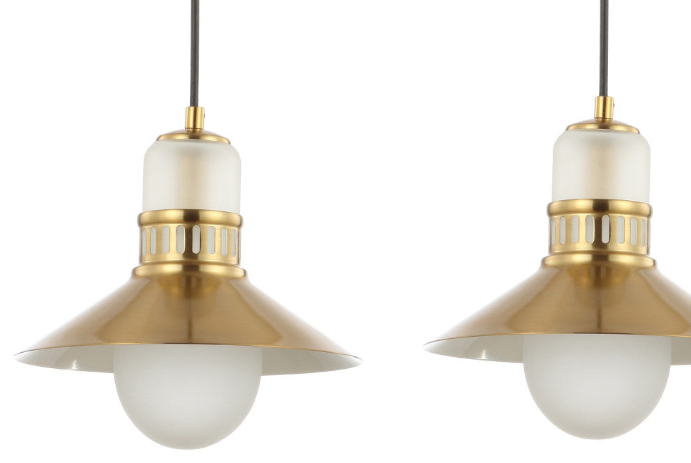 Colin 3-Light 35" Adjustable Triple LED Pendant, Brass Gold by JONATHAN Y