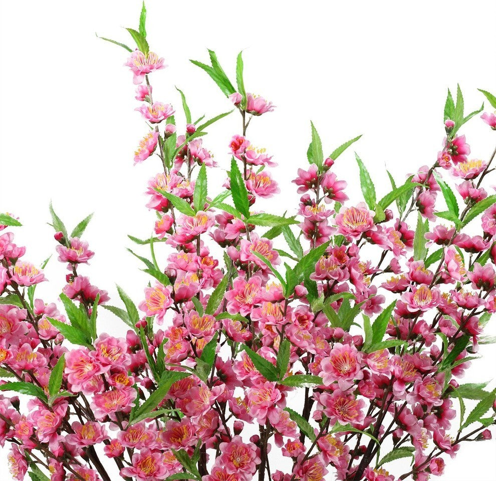 43.5" Potted Pink Green and Brown Peach Floral Blossom Tree