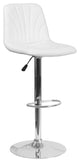 Fannie White Vinyl Adjustable Height Barstool With Chrome Base