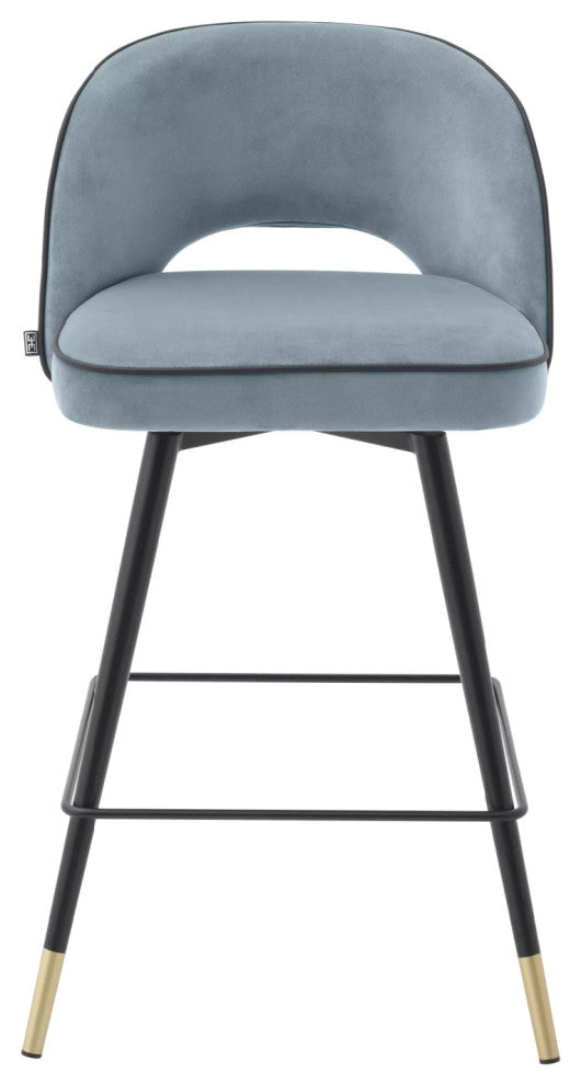 Upholstered Swivel Counter Stool Set (2) | Eichholtz Cliff, Blue