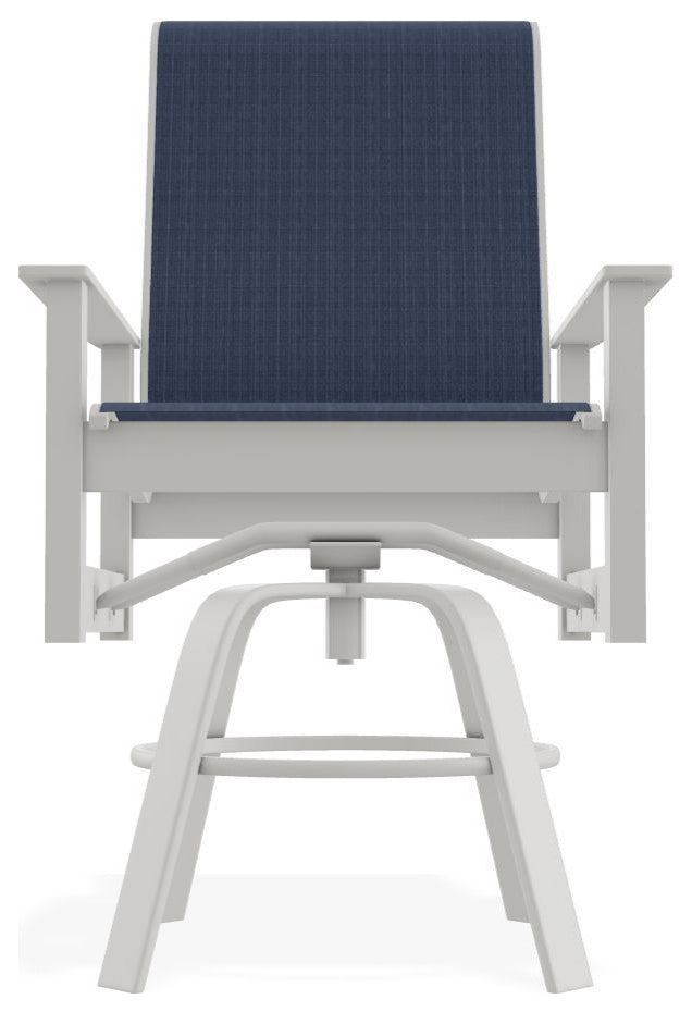 Leeward Sling Balcony Height Outdoor Swivel Armchair, Mavi/Snow