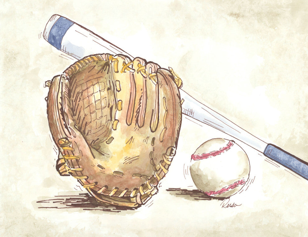 Marmont Hill, "Baseball Gear" by Reesa Qualia Painting on Wrapped Canvas, 31x24
