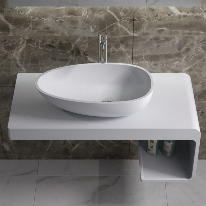 ADM Rectangular Wall Mounted Countertop, White, 39", Glossy White