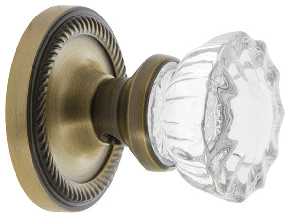 Single Rope Rosette With Crystal Knob, Oil-Rubbed Bronze, Antique Brass, Double