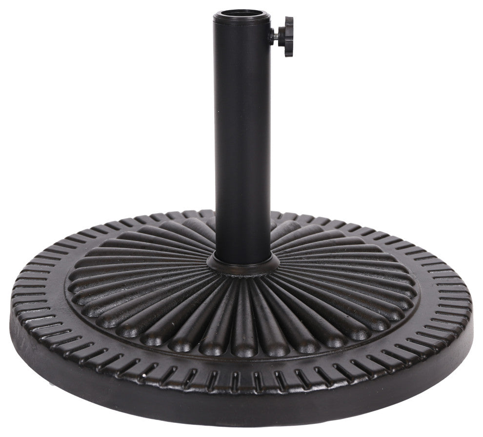GDF Studio Seymour Outdoor Black Resin and Steel Umbrella Base