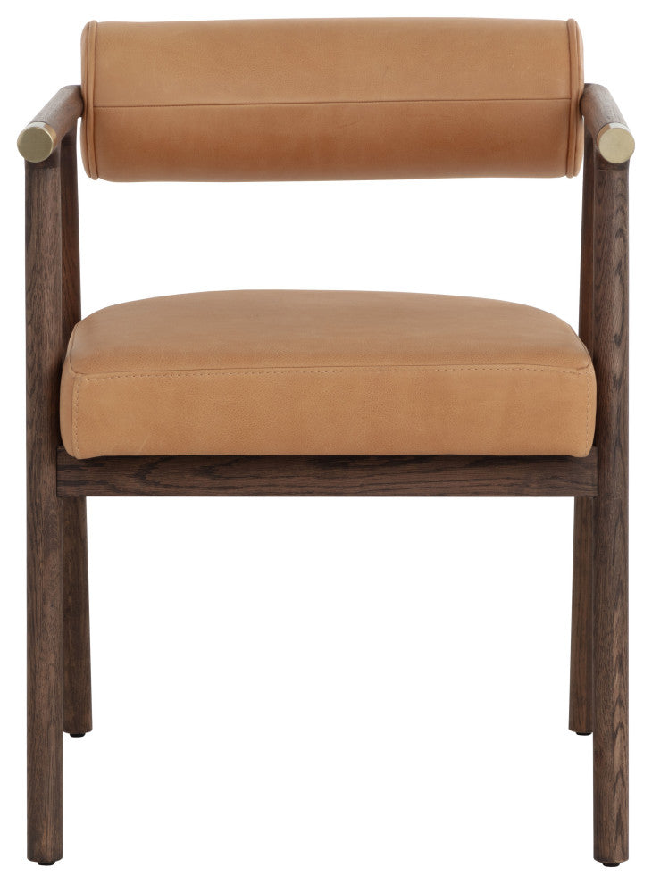 Sova Dining Armchair, Antique Brown, Sahara Camel Leather
