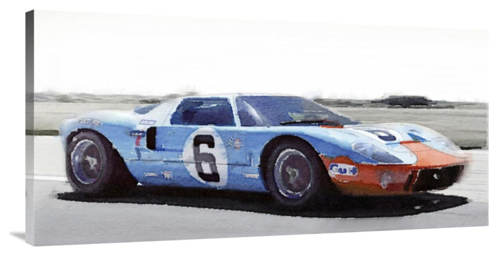 "Ford GT 40 Gulf Watercolor" Fine Art Print