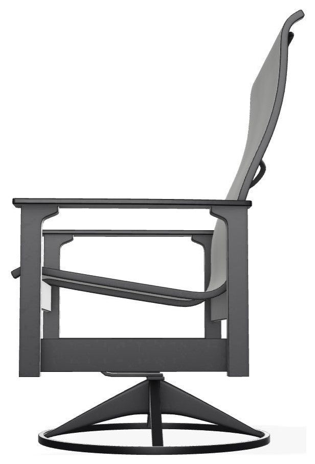 Leeward Sling Outdoor Swivel Rocker, Alloy/Black