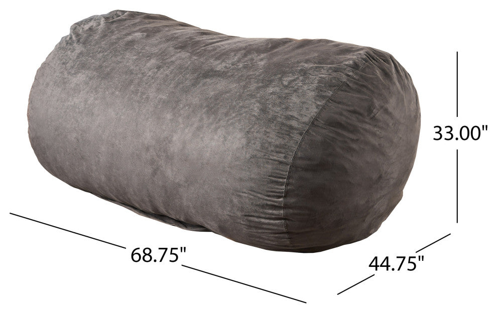 GDF Studio Haley 6.5 Ft Microfiber Bean Bag, Charcoal Gray