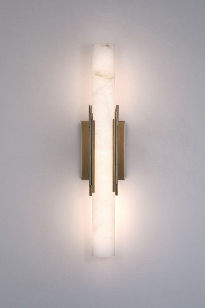 Venna, Wall Sconce , 22", Antique Brass, Alabaster