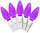 35 C6 Purple LED Lights 4" Spacing On White Wire
