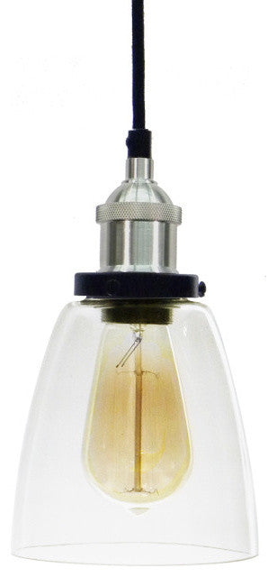 Black Nickel Glass Bell Shade Pendant Light