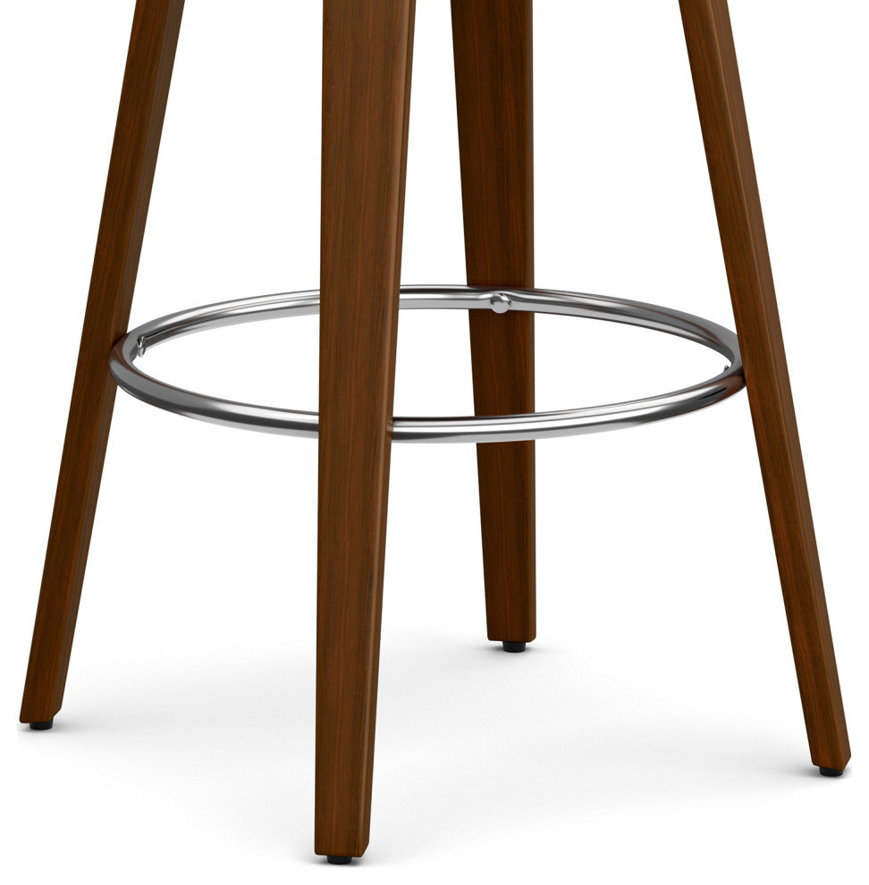 Roland Swivel Bar Stool, Grey Linen Look Fabric