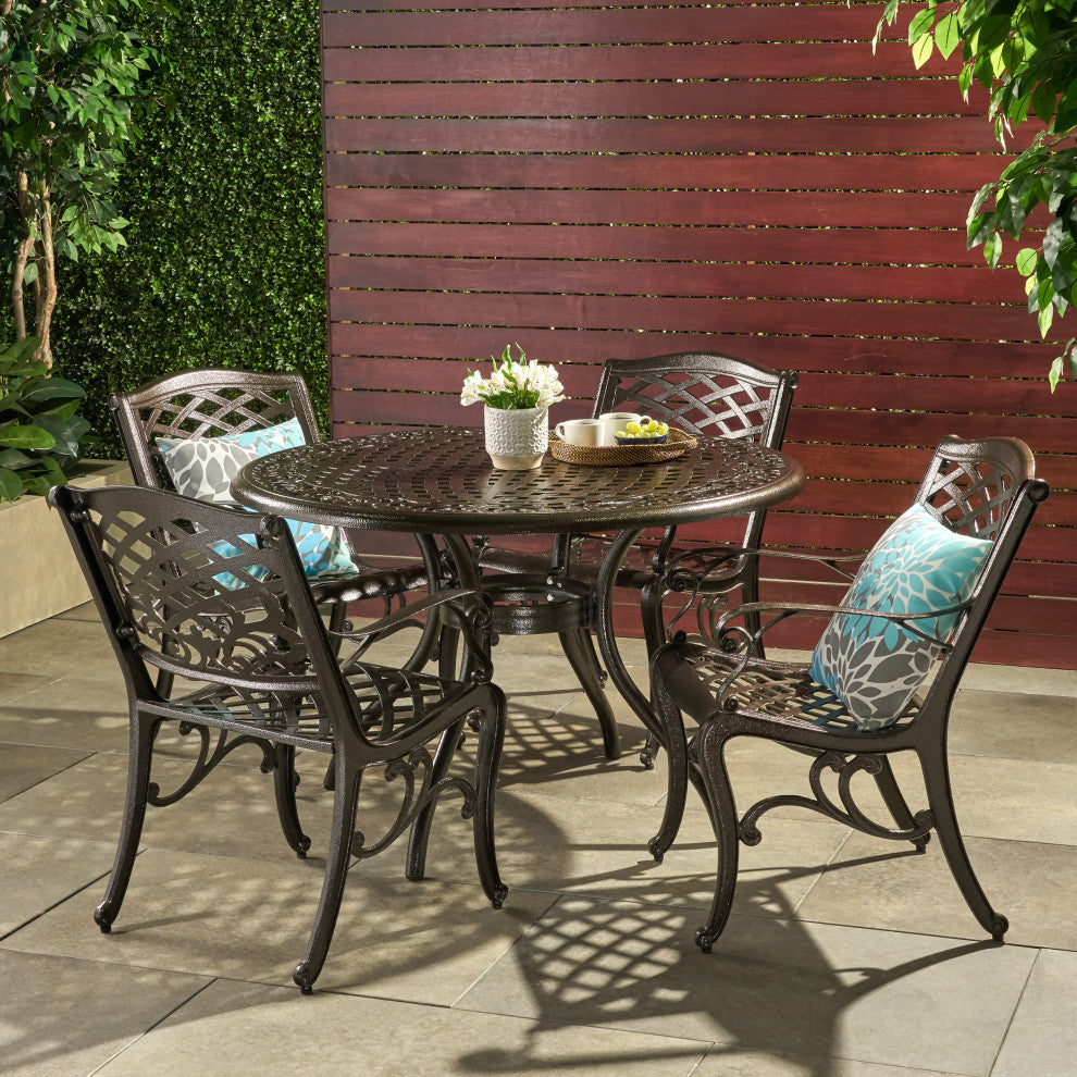 Covington Sarasota Traditional Outdoor 4-Seater Cast Aluminum Dining Set