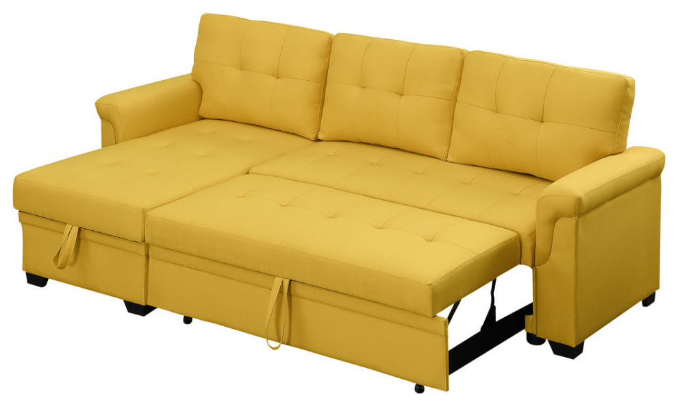 Lucca Linen Reversible Sleeper Sectional Sofa, Yellow