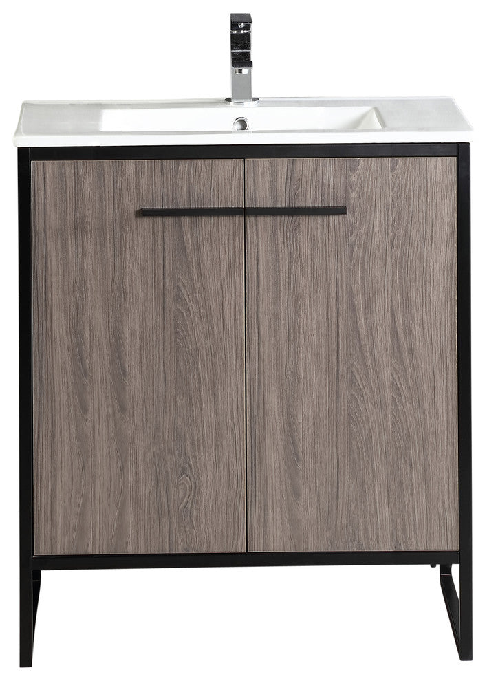 Fine Fixtures, Bathroom Vanity Set, Vireous China Sink Top, Gray Taupe, 30"