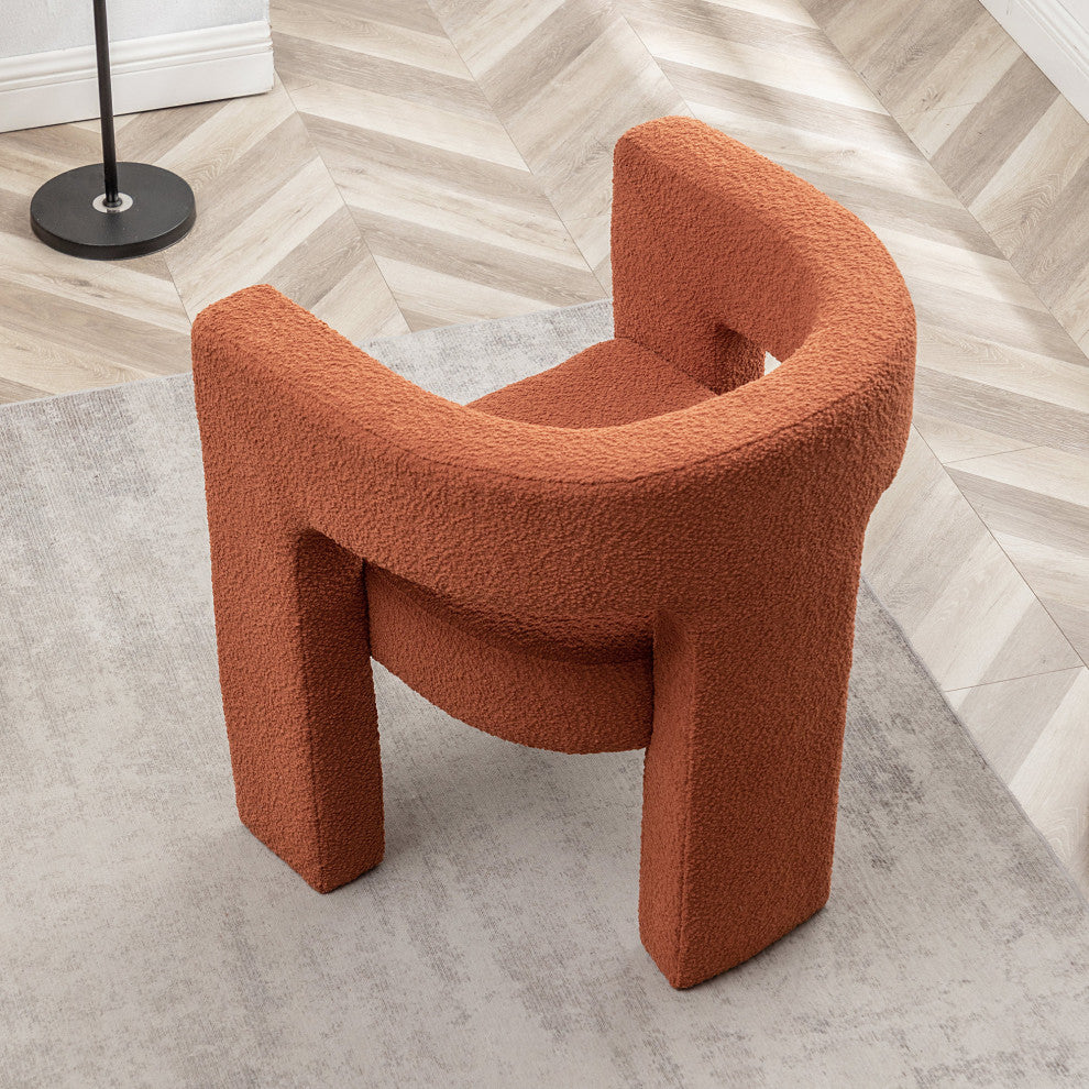 28" Wide Boucle Upholstered Square Armchair, Caramel