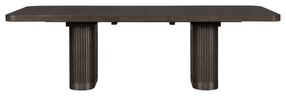 Wood Rectangular Extension Kitchen Dining Table With 8- Chairs, Brown