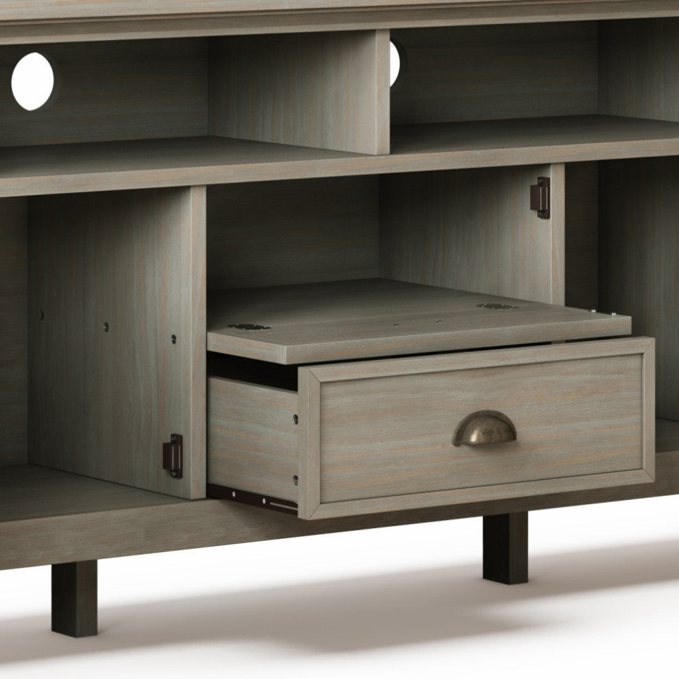 Redmond Solid Wood 72" TV Media Stand, Black, Distressed Gray