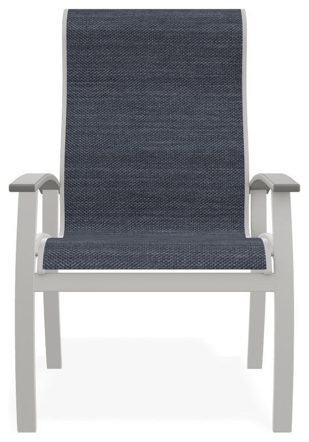 Belle Isle Sling Outdoor Dining Chair, Augustine Denim/Snow